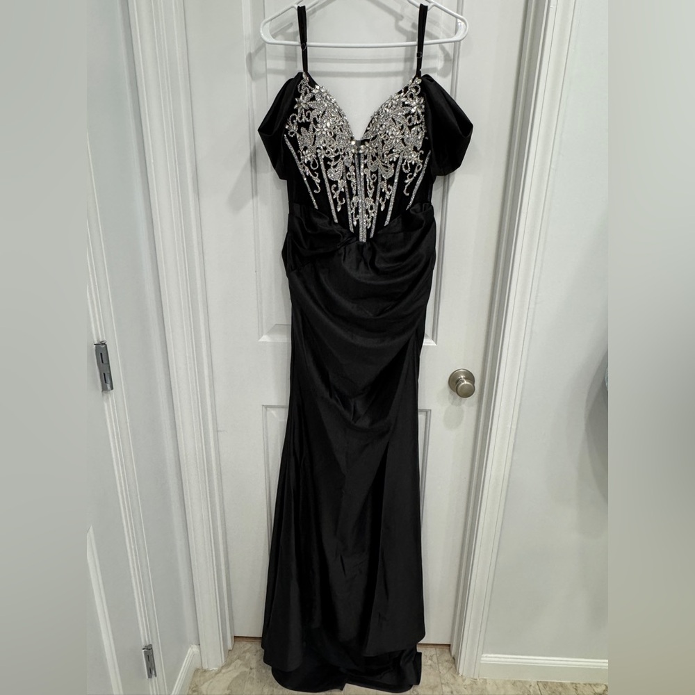 Elegant Black Dress with Silver Detailing